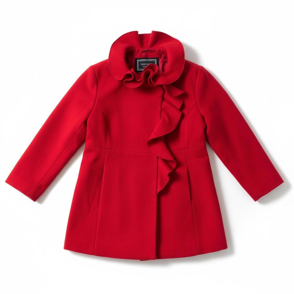Rothschild Girls Red Ruffle Coat Size 5 Dressy Winter Jacket